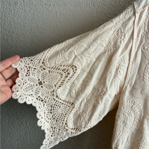 Democracy Women's Crochet Cotton Peplum Top S - Picture 5 of 11